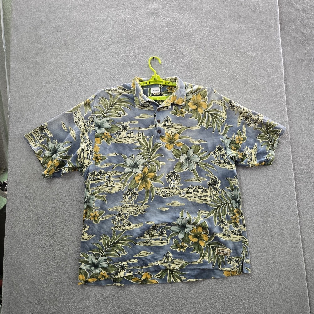 Tommy Bahama Men Button Up Shirt XXL Blue Floral Hawaiian Shirt
